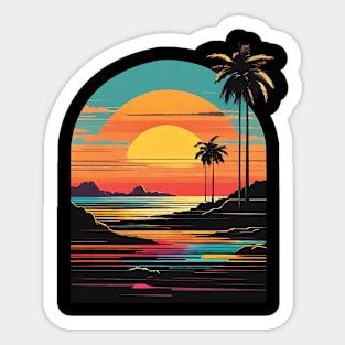 Sunset Serenade: Retro Horizon Bliss Sticker